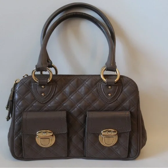 Marc Jacobs Blake Quilted Venetia Satchel Handbag. Italian Leather. Puffer AUTH - Picture 4 of 17